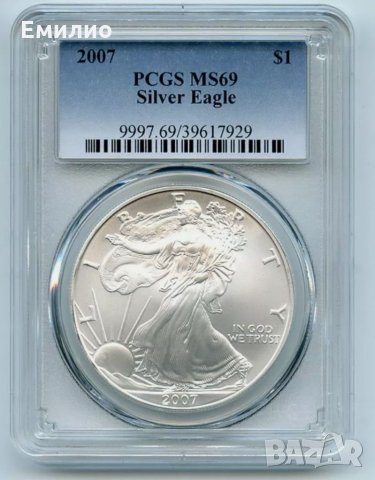 USA 🇺🇸 ONE SILVER DOLLAR PCGS MS 69 2007г