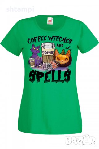 Дамска тениска Coffee Witches And Spells,Halloween,Хелоуин,Празник,Забавление,Изненада,Обичаи,, снимка 7 - Тениски - 38144683