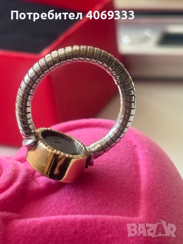 Златен пръстен от 14 каратово  жълто и бяло злато Камък -Звезден сапфир  6.88гр 56р-р (17.8мм) , снимка 5 - Пръстени - 51630181