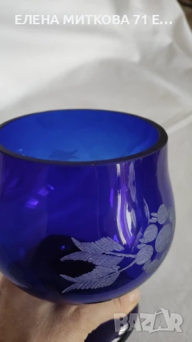 Цветна кристална ваза тип чаша с масивна основа, снимка 4 - Вази - 50509651