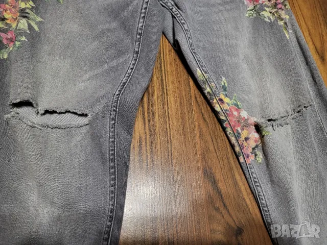 Дамски дънки с цветя, снимка 4 - Дънки - 48221090