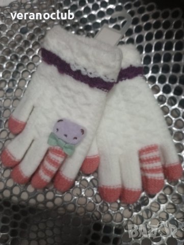 Ръкавици за момиче Бели Лукс