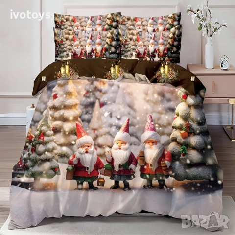 Двулицево коледно спално бельо (Реално изображение), 6 части - Модел WS17120