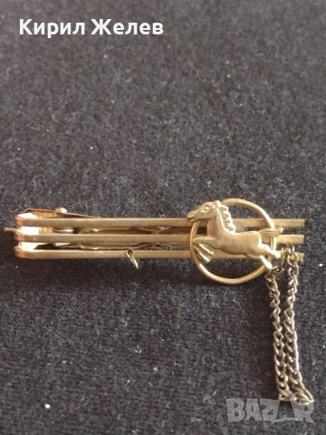 Модерна щтипка за вратовръзка златиста перфектно състояние накит украшение 42630