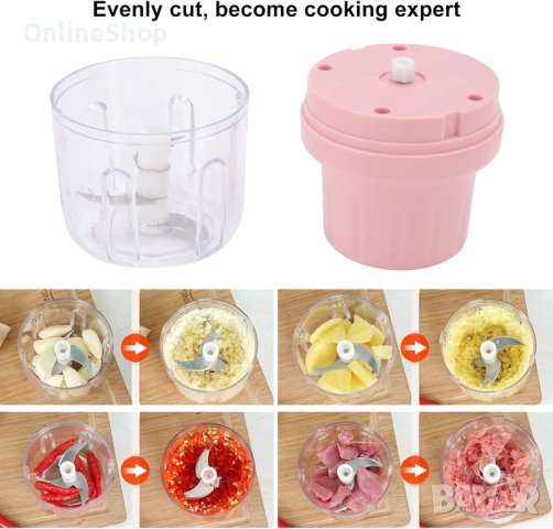 Мини кухненски чопър за месо, чесън, зеленчуци и други – безжичен

, снимка 10 - Друга електроника - 43682369