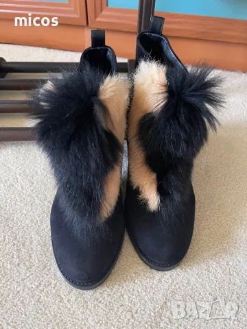 Запазени!140 лв до 30.10!Loriblu,маркови италиански боти с естествен велур и естествен косъм, снимка 1