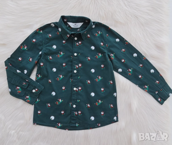 Детска Коледна риза H&M 5-6 години , снимка 5 - Детски ризи - 52330333