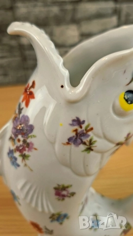 Ваза с формата на риба, декорирана с цветя, снимка 6 - Вази - 51694217