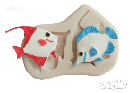 2 риби риба Скалария силиконов молд форма за украса торта с фондан шоколад