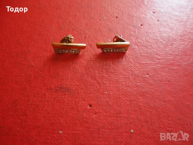 Позлатени обеци обици с камъни 6