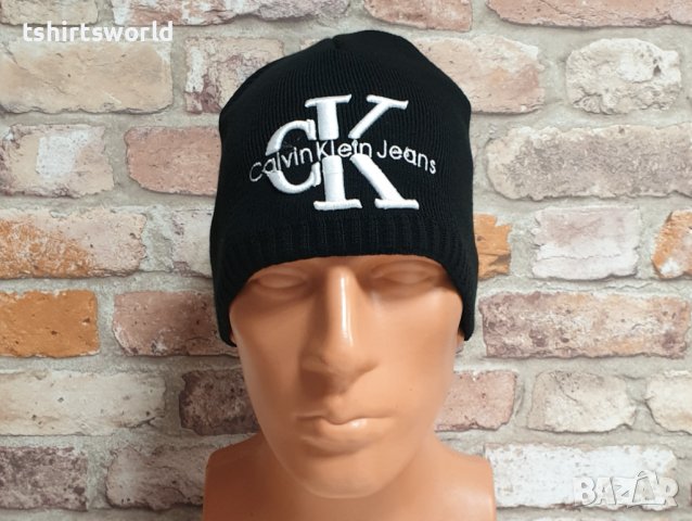 Нова зимна шапка на марката CK, Calvin Klein с бяло лого, снимка 6 - Шапки - 43280725