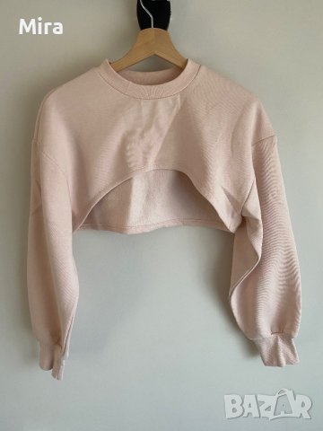 Кроп топ Zara розов, снимка 1 - Блузи с дълъг ръкав и пуловери - 39724518