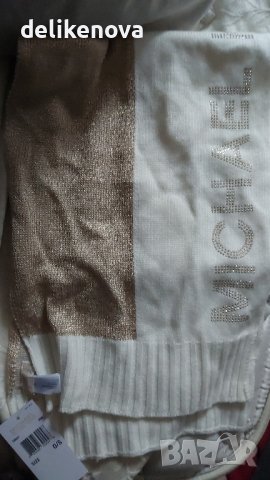 Michael Kors. Original 180/28 см. Шал с бял и златен цвят, снимка 3 - Шалове - 43312096