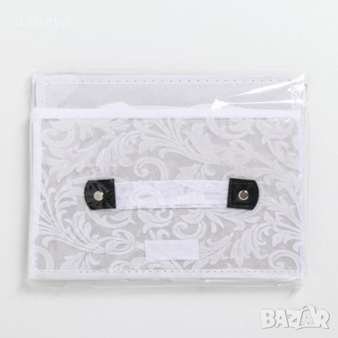 2198 Бяла кутия за съхранение с флорални мотиви, снимка 3 - Кутии за съхранение - 33248641