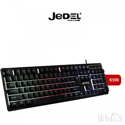 Геймърска светеща USB клавиатура Jedel K590, снимка 3 - Клавиатури и мишки - 32562808