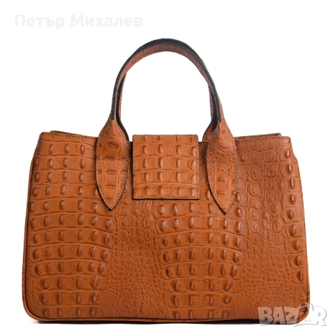 ПРОМО Естествена кожа, цвят коняк, снимка 2 - Чанти - 53467818