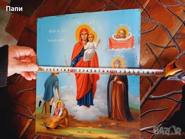 Руска икона "Богородица,радост на всички скърбящи"., снимка 8 - Антикварни и старинни предмети - 48245558
