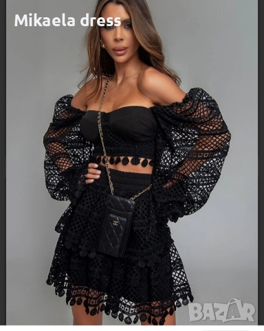 Разкошен и перфектен сет от Nikole Collection в черен цвят. Изключително стилен и впечатляващ компле, снимка 5 - Комплекти - 52150562