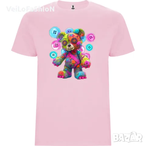 Нова детска тениска с Цветно Мече в розов цвят, снимка 1