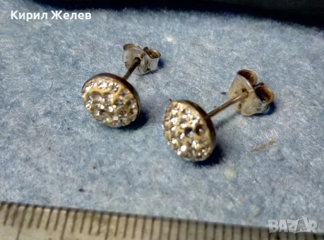 НЕЖНИ КЛАСИЧЕСКИ МОДЕЛ СРЕБЪРНИ ОБЕЧКИ СРЕБРО 925 ОБЕЦИ с ИСКРЯЩИ ЦИРКОНИ В/у БЯЛ ЕМАЙЛ 47476, снимка 5 - Обеци - 49122375