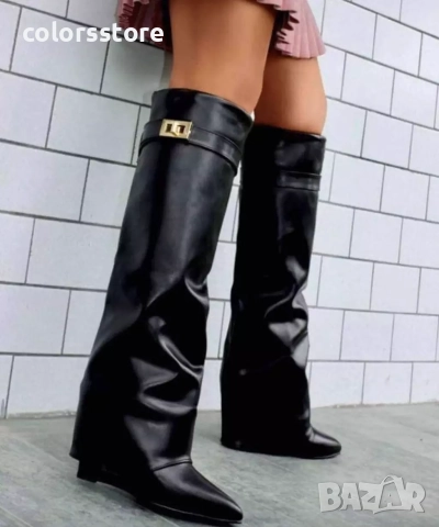 Ботуши на платформа - черна кожа - K-40, снимка 3 - Дамски боти - 41390273