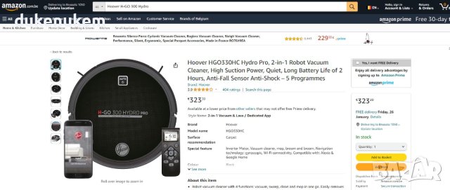Прахосмукачка робот Hoover H-GO 300 Hydro Pro за сухо и мокро почистване, снимка 6 - Прахосмукачки - 43898925