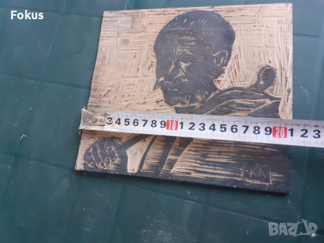 Оригинална стара дървена матрица за линогравюра с подпис КА, снимка 6 - Антикварни и старинни предмети - 53285747