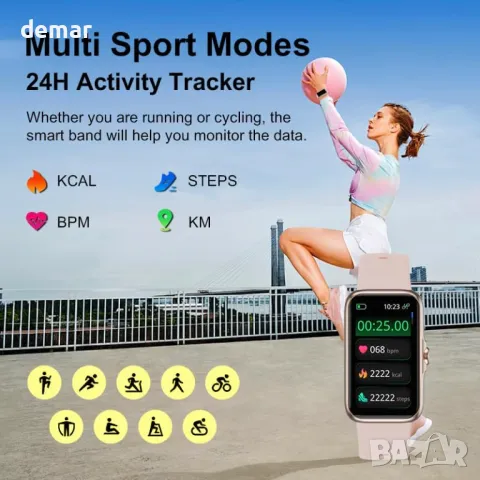 FORHAPAY Фитнес тракер часовник, 1,47" смарт часовник със сърдечен ритъм, монитор за сън, IP68, снимка 3 - Смарт часовници - 47796443