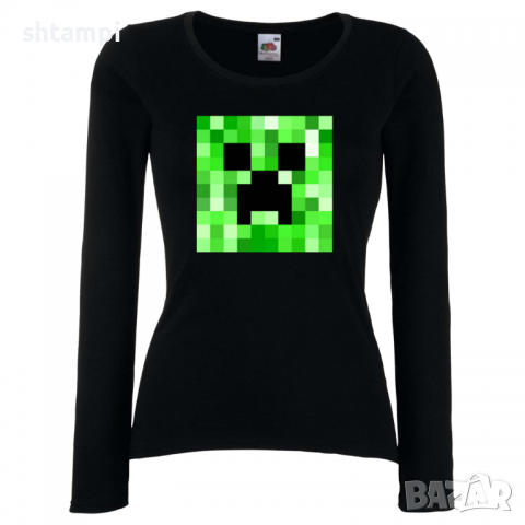 Дамска тениска Creeper Face 2 майнкрафт Minecraft,Игра,Забавление,подарък,Изненада,Рожден Ден., снимка 2 - Тениски - 36520628