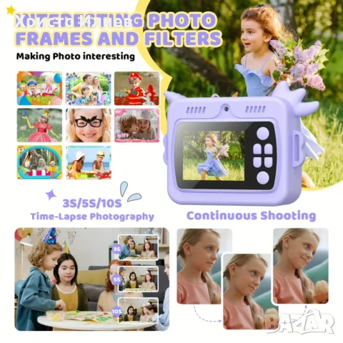 Инстантен детски фотоапарат 1080P HD 48MP Фотоапарат за моментни снимки принтер 2 в 1, снимка 12 - Други - 49846507