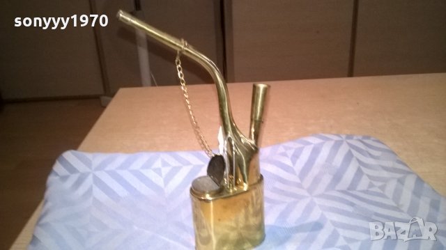 лула-мед/месинг-антика-цвят злато-20х11х3см, снимка 4 - Лули - 26610325