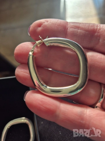 нестандартна форма срибърни халки, снимка 2 - Обеци - 53338609