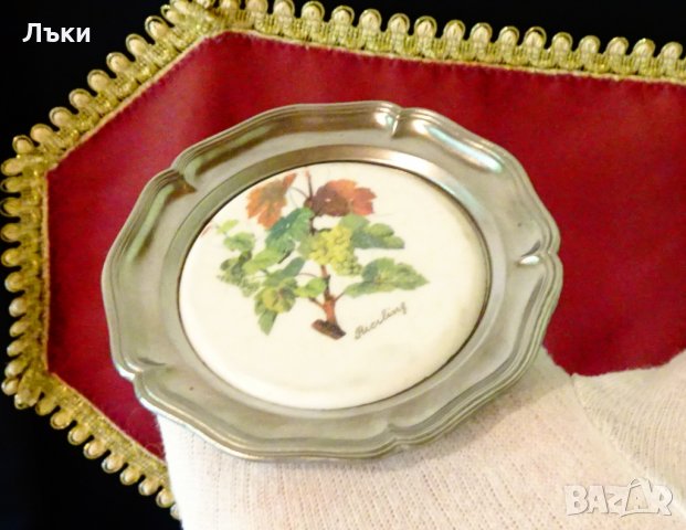 Немска чиния за хапки,картина на Лоза Ризлинг. , снимка 2 - Антикварни и старинни предмети - 33267679