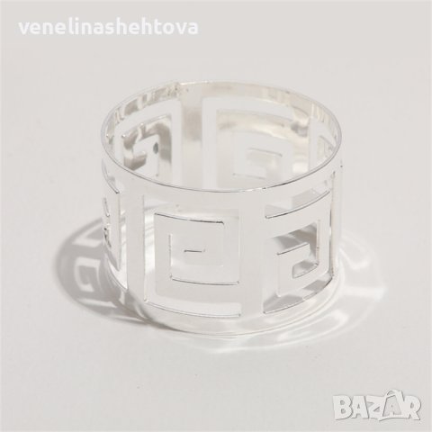 Комплект 6 броя пръстени за салфетки от в сребрист цвят , снимка 3 - Други - 43875923