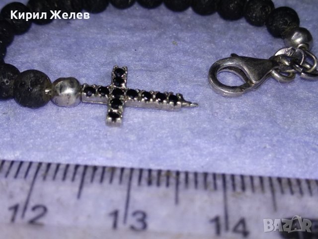 ЧАСТ от СРЕБЪРНА ГРИВНА СРЕБРО 925 с ТОПЧЕТА от ВУЛКАНИЧЕН КАМЪК и МАРКАЗИТИ на КРЪСТЧЕТО 40987, снимка 9 - Гривни - 43225262