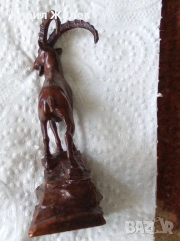 Бронзова фигурка на Козирог върху скала 42871, снимка 3 - Колекции - 53582374