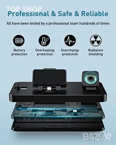 3 в 1 Нова стойка зарядно телефон слушалки часовник Магнитна станция iPhone Apple Watch AirPods, снимка 3 - Аксесоари за Apple - 49239172