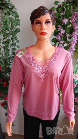 Дамски стилни еластични блузи с дантели., снимка 2 - Блузи с дълъг ръкав и пуловери - 51870911