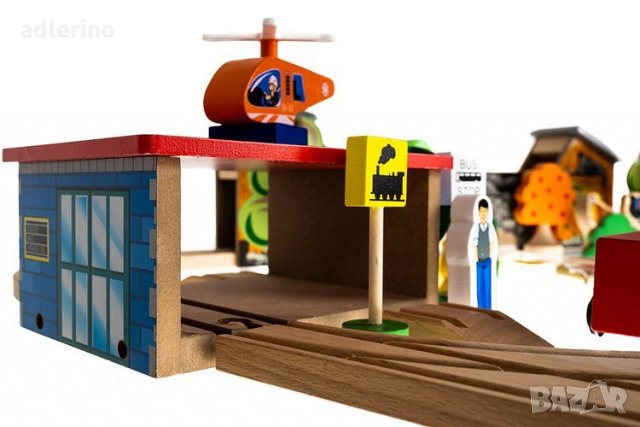  Дървена железопътна линия - 89 елемента Ново, снимка 7 - Коли, камиони, мотори, писти - 34159391