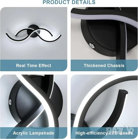 LED Стенна лампа 15W 3000K топла светлина, снимка 6 - Лампи за стена - 51043489