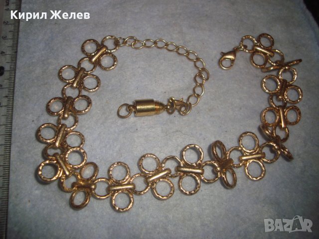 КРАСИВА СТИЛНА ВИНТИДЖ АРТ ПОЗЛАТЕНА ОГЪРЛИЦА ДИЗАЙНЕРСКО КОЛИЕ БЛАГОРОДНА НЕРЪЖДАЕМА СТОМАНА 31354