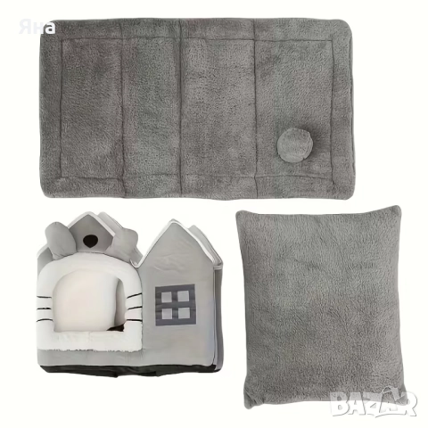 Мека и топла къща за домашни любимци, кучета и котки с двоен покрив, снимка 10 - За котки - 51953851