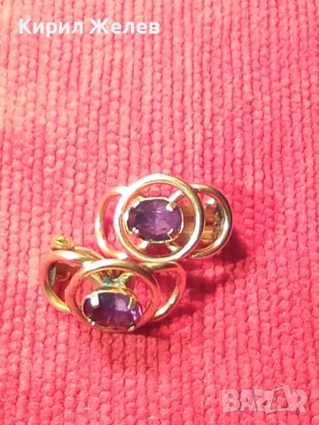 ПОЗЛАТЕНИ БРОНЗОВИ с ФАСЕТИРАН АМЕТИСТ АРТ-НУВО КЛИПС ОБЕЦИ ВИНТИДЖ БИЖУТА 23763, снимка 13 - Обеци - 33789825
