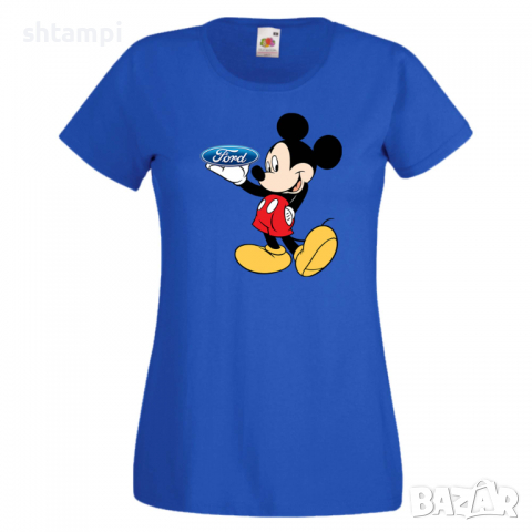 Дамска тениска Mickey Mouse Ford .Подарък,Изненада,, снимка 2 - Тениски - 36528686
