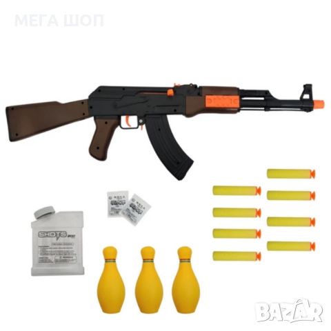 Играчка автомат AK-47 Калашников – 63 см., с меки патрони и мишени, снимка 2 - Други - 52931124