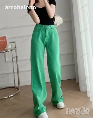 Дамски улични широки дънки с висока талия и прави крачоли, 2цвята , снимка 8 - Дънки - 47768018