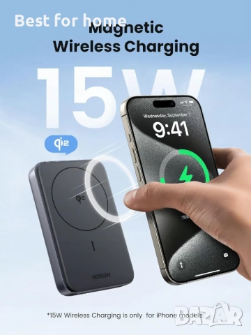 UGREEN  10000mAh 30W Qi2 сертифицирана магнитна безжична външна батерия за iPhone серия, снимка 2 - Оригинални батерии - 51759110