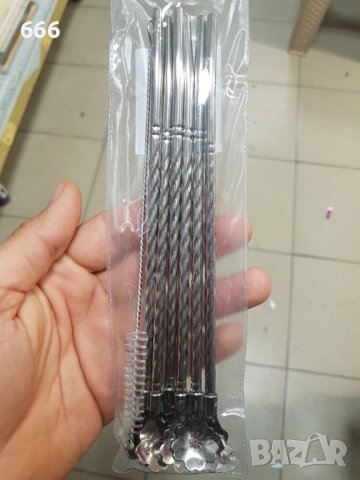 Метални лъжички-сламки, снимка 2 - Прибори за хранене, готвене и сервиране - 43187506