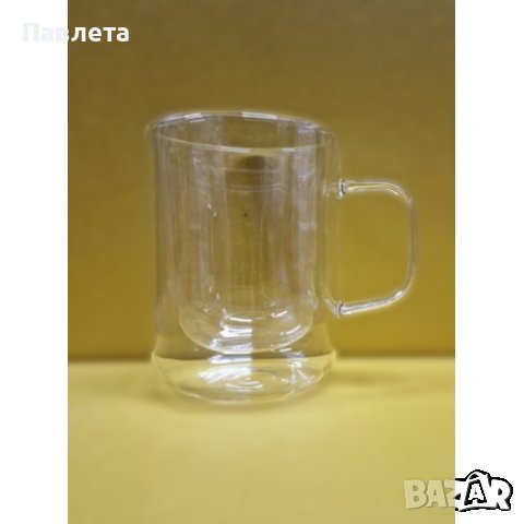 Стъклена чаша за капучино или чай с двойно дъно 350 мл, снимка 3 - Чаши - 43910831