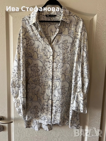 Нова елегантна луксозна овърсайз бяла риза zara Zara Зара Мароко Morocco слончета 